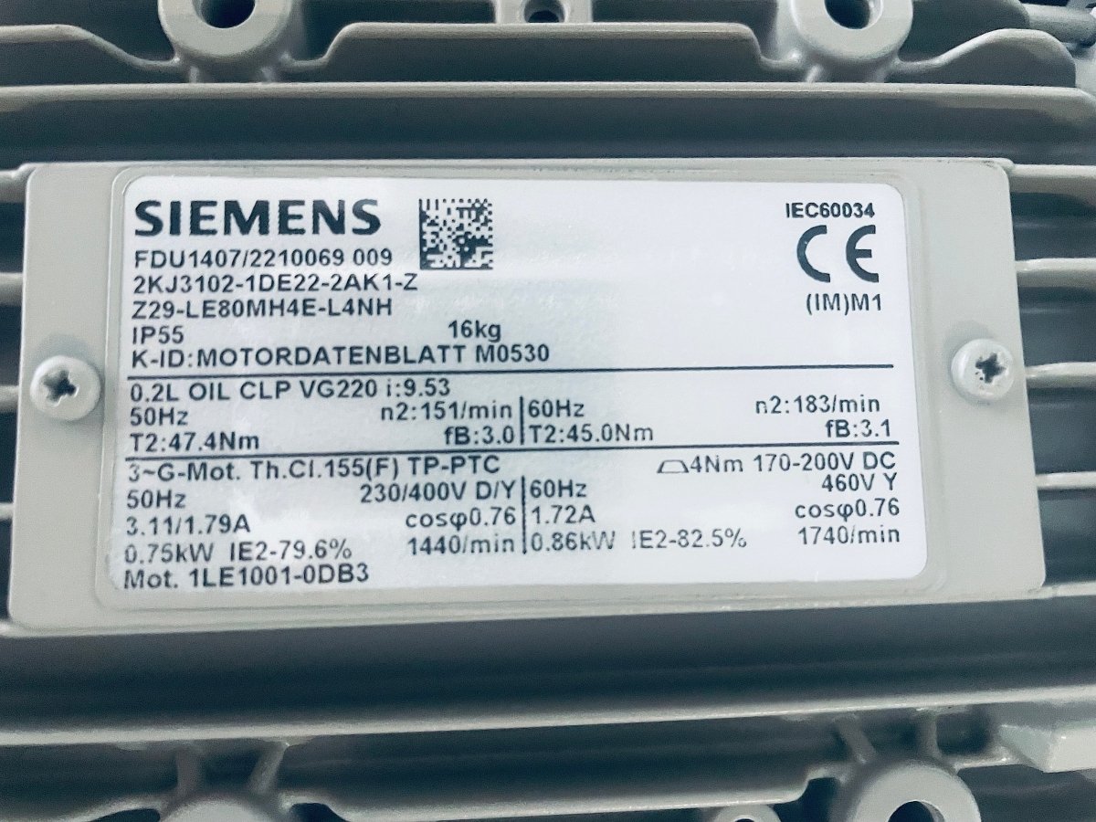 Siemens Getriebemotor Z29 - LE80MH4E - L4NH FDU1407/2210069001 - #product_category# | KLEMA Maschinenhandel