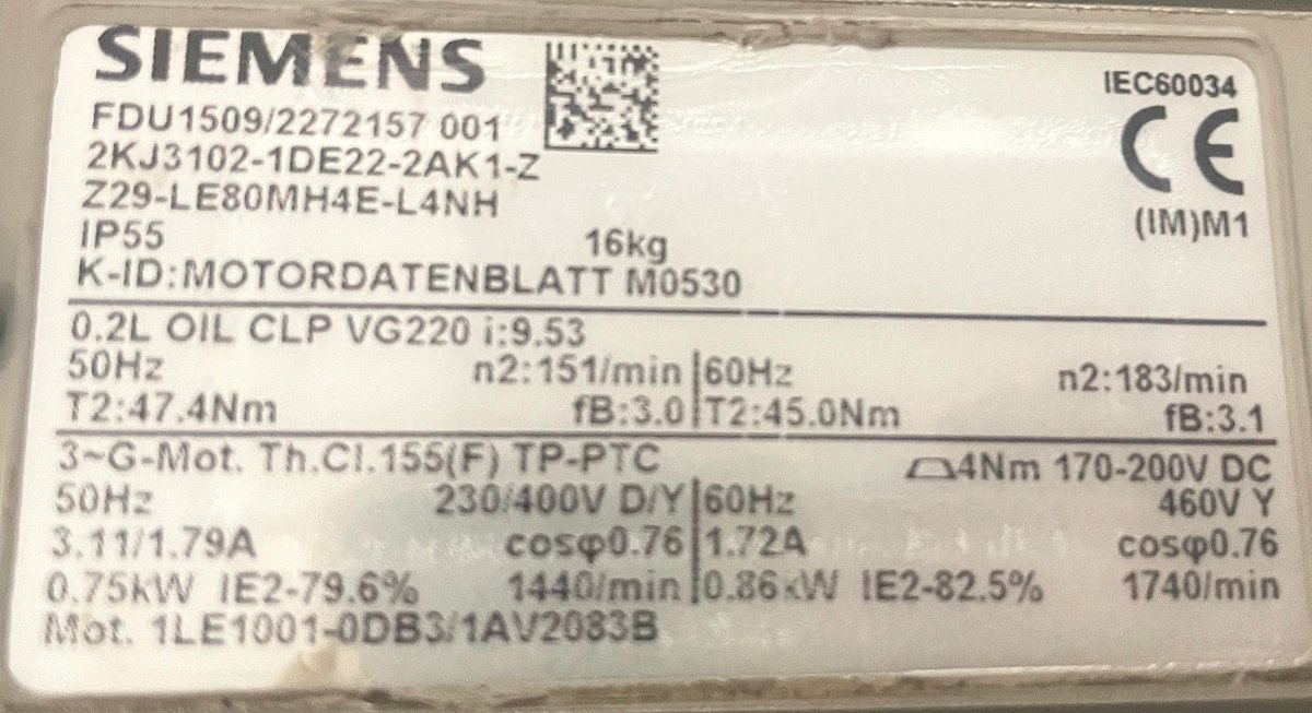 Siemens Getriebemotor Z29 - LE80MH4E - L4NH FDU1509/2272157001 - #product_category# | KLEMA Maschinenhandel