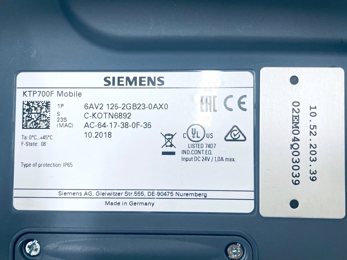 Siemens HMI KTP700F Mobile 6AV2125 - 2GB23 - 0AX0 - #product_category# | KLEMA Maschinenhandel