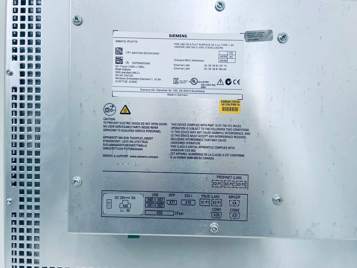 Siemens SIMATIC HMI IPC 477D 6AV7240 - 3EC04 - 0HA0 - #product_category# | KLEMA Maschinenhandel