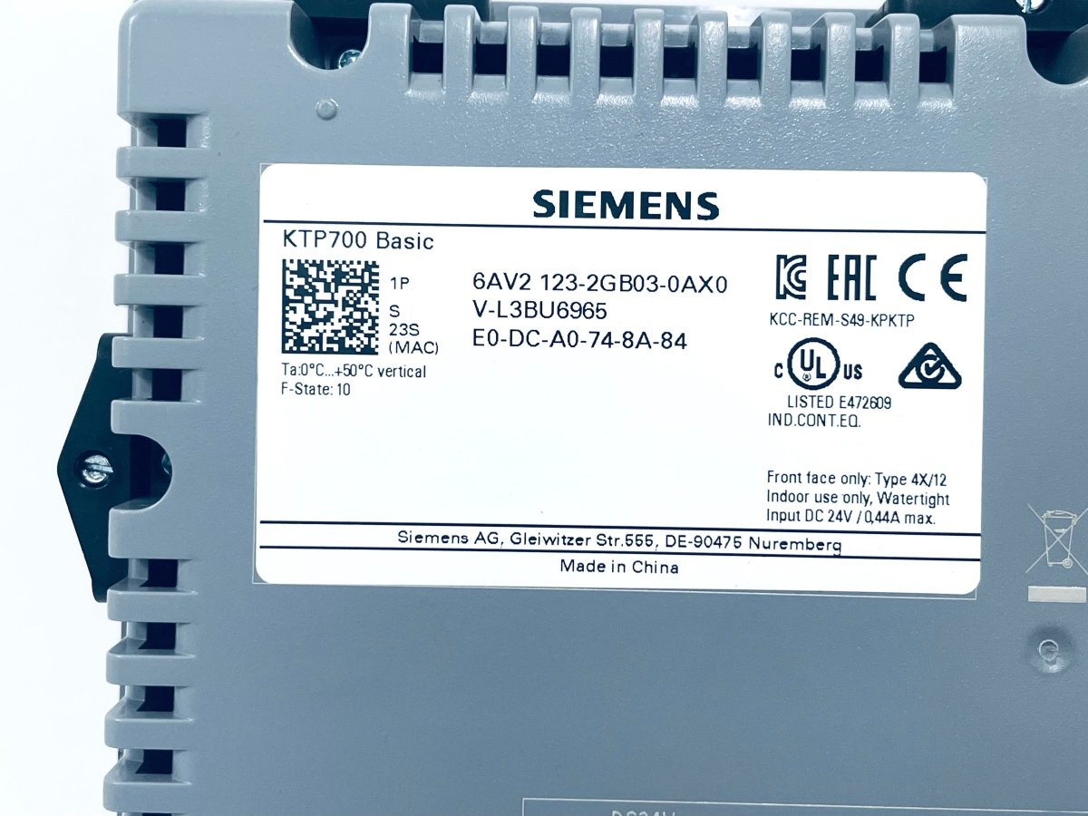 Siemens SIMATIC HMI KTP700 Basic 6AV2123 - 2GB03 - 0AX0 - #product_category# | KLEMA Maschinenhandel