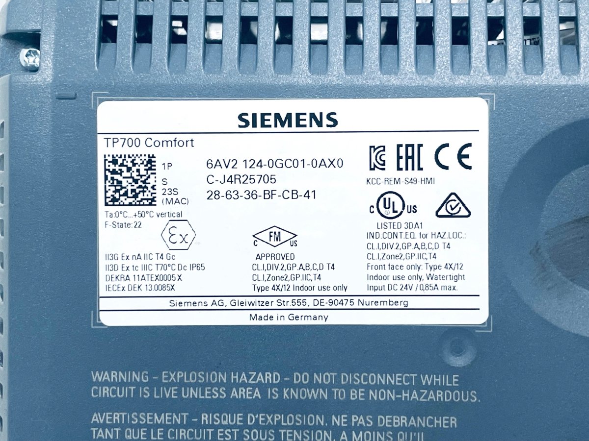 Siemens SIMATIC HMI TP700 Comfort 6AV2124 - 0GC01 - 0AX0 - #product_category# | KLEMA Maschinenhandel