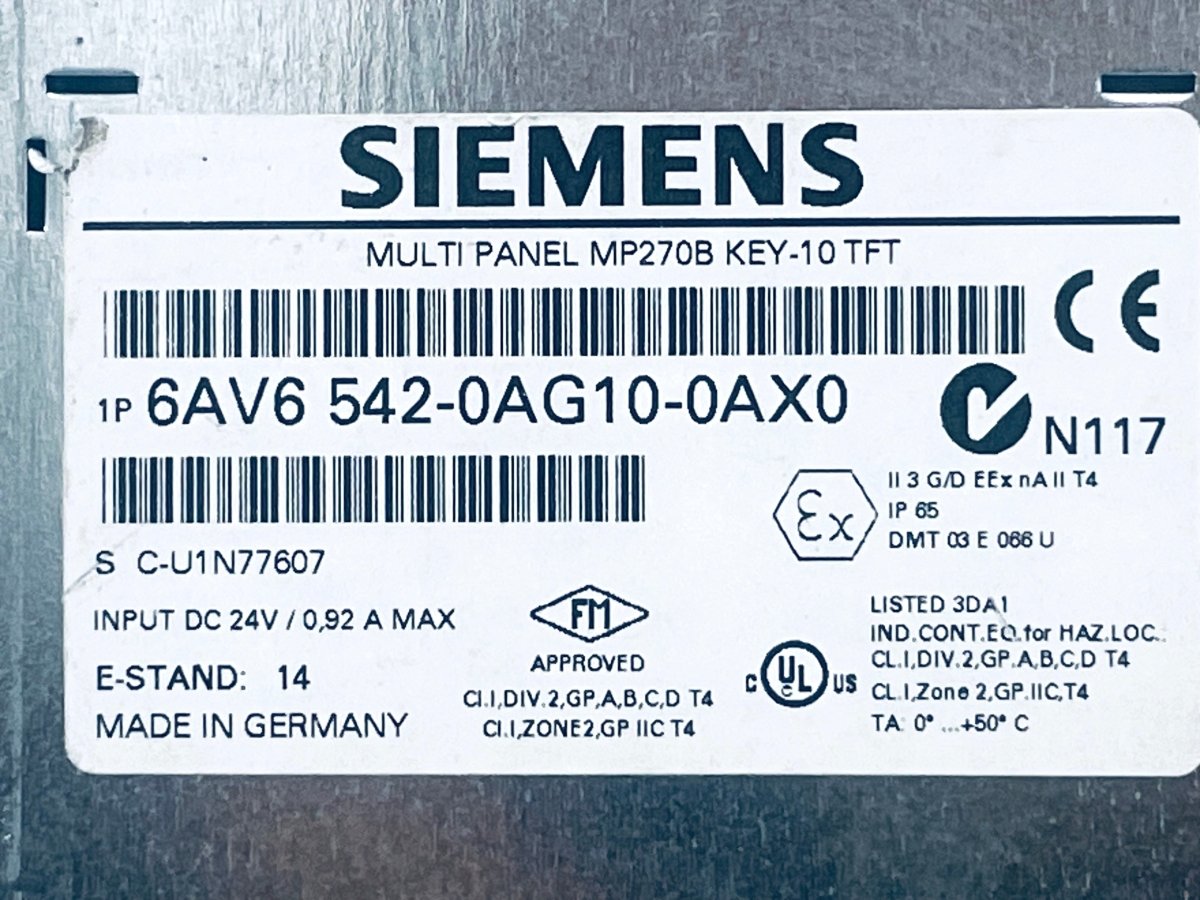 Siemens SIMATIC MP 270B KEY 6AV6542 - 0AG10 - 0AX0 - #product_category# | KLEMA Maschinenhandel