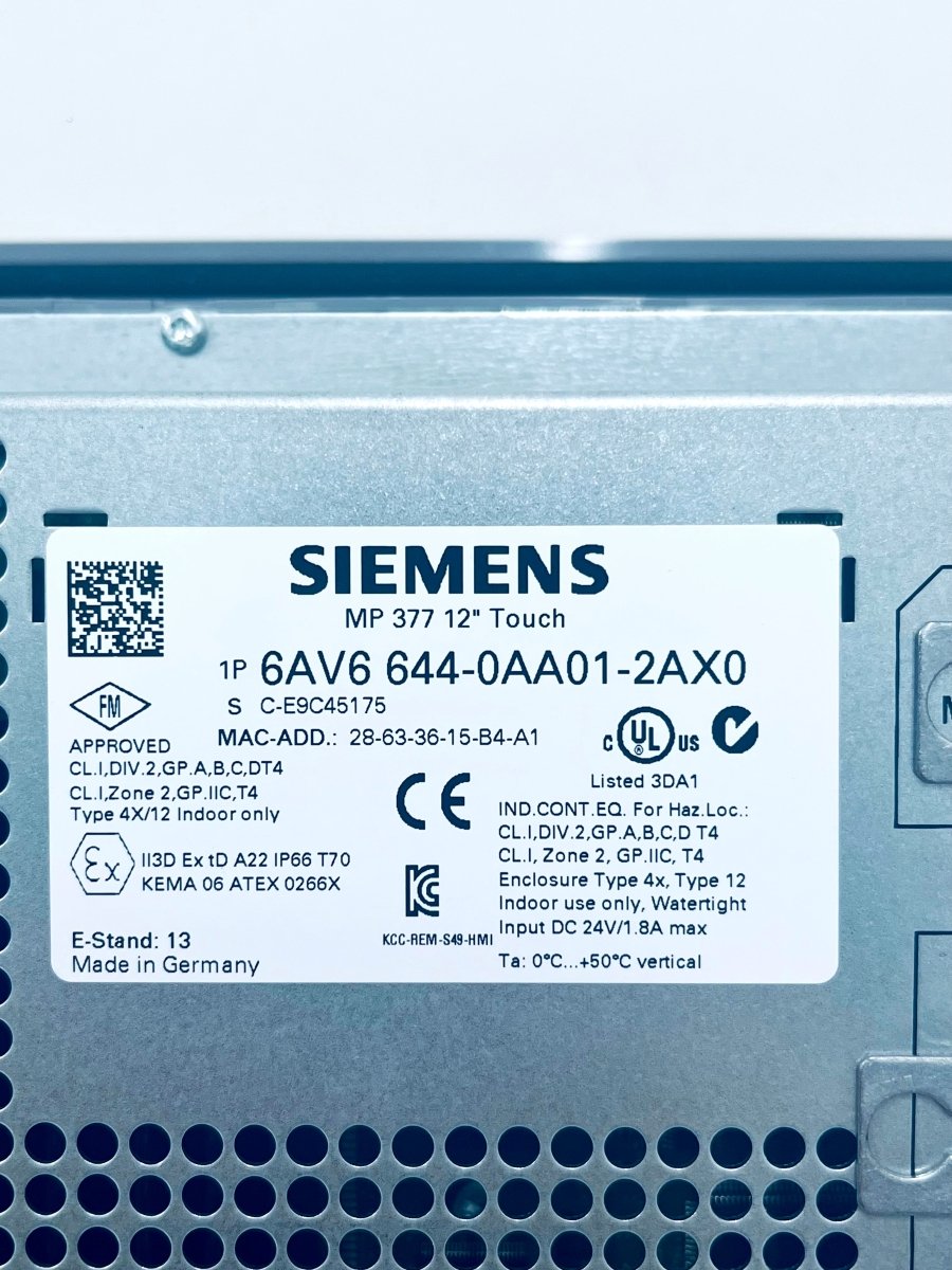 Siemens Simatic Multi Panel 377 6AV6 644 - 0AA01 - 2AX0 - product_category | KLEMA Maschinenhandel