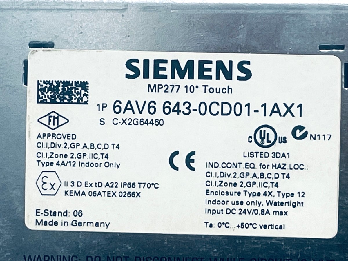 thumbnail image 2 of Touch Screen Glass For Siemens MP277-10 – 6AV6 643-0CD01-1AX1 – Open Box, Universal Fit 2 of 6