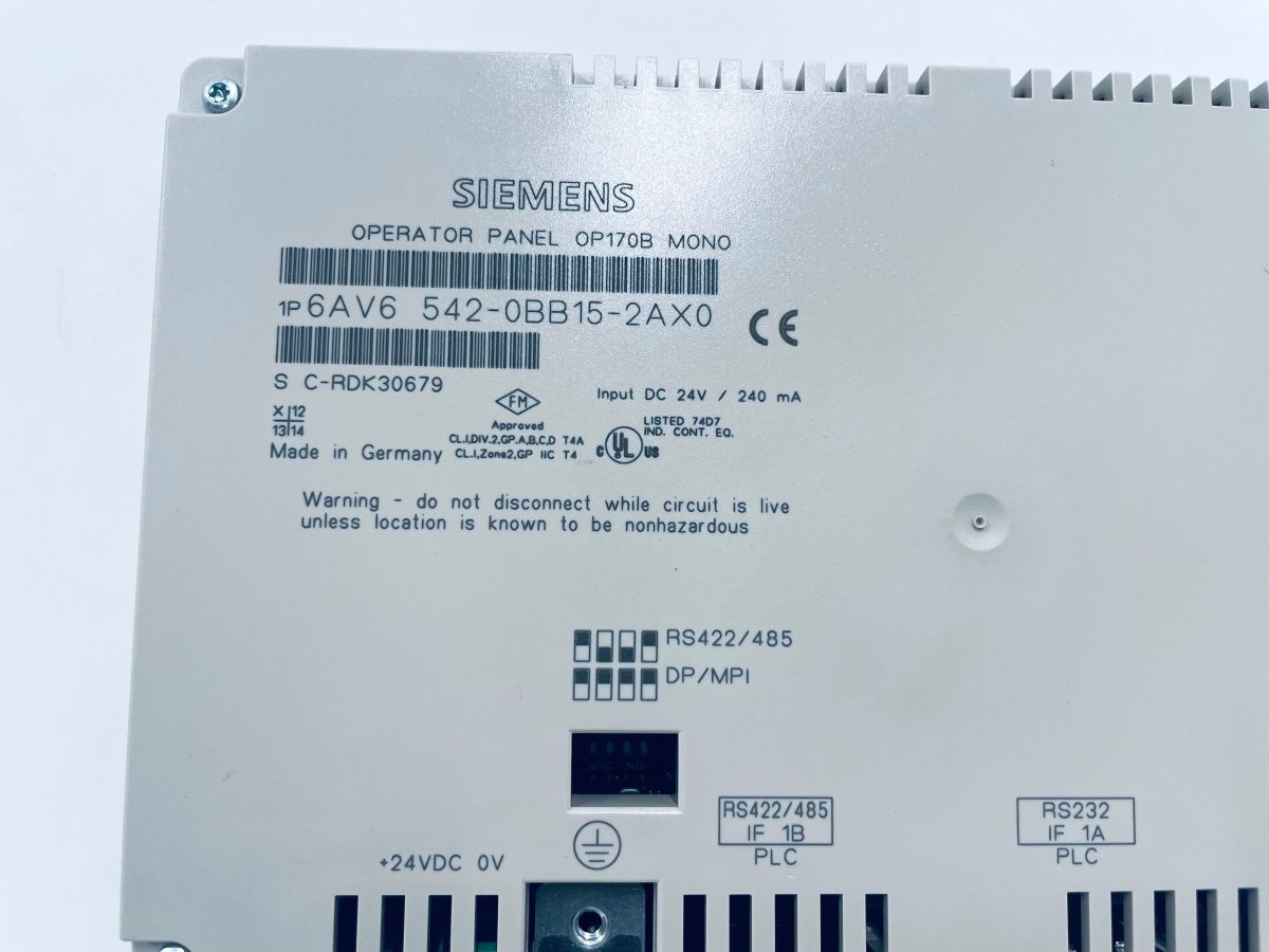 Siemens SIMATIC OP170B MONO 6AV6542 - 0BB15 - 2AX0 C - RDK30679 - #product_category# | KLEMA Maschinenhandel