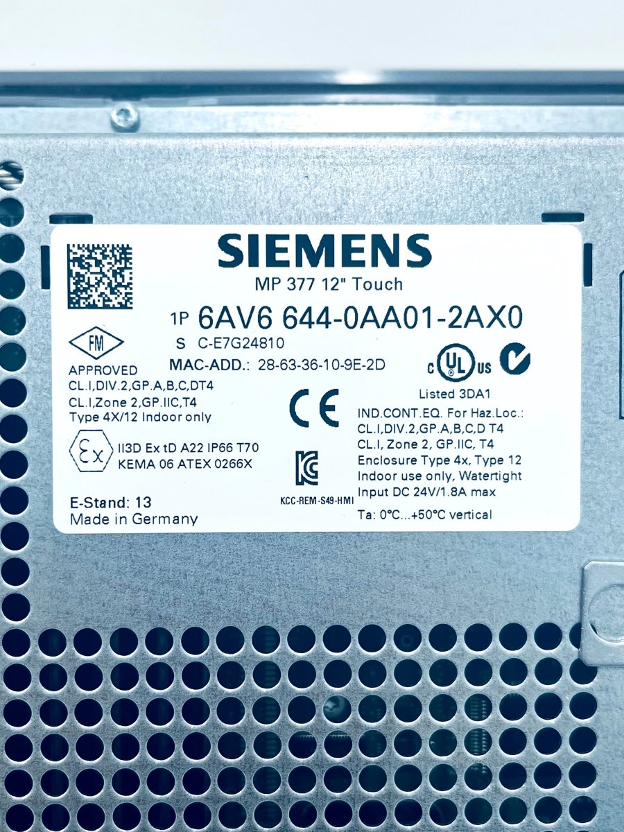 Simatic Multi Panel 377 Siemens 6AV6 644 - 0AA01 - 2AX0 - product_category | KLEMA Maschinenhandel