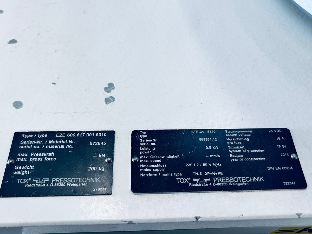 Tox Pressotechnik STE341 - 5310/ EZE600.017.001.5310 Hydropneumatische Presse - product_category | KLEMA Maschinenhandel