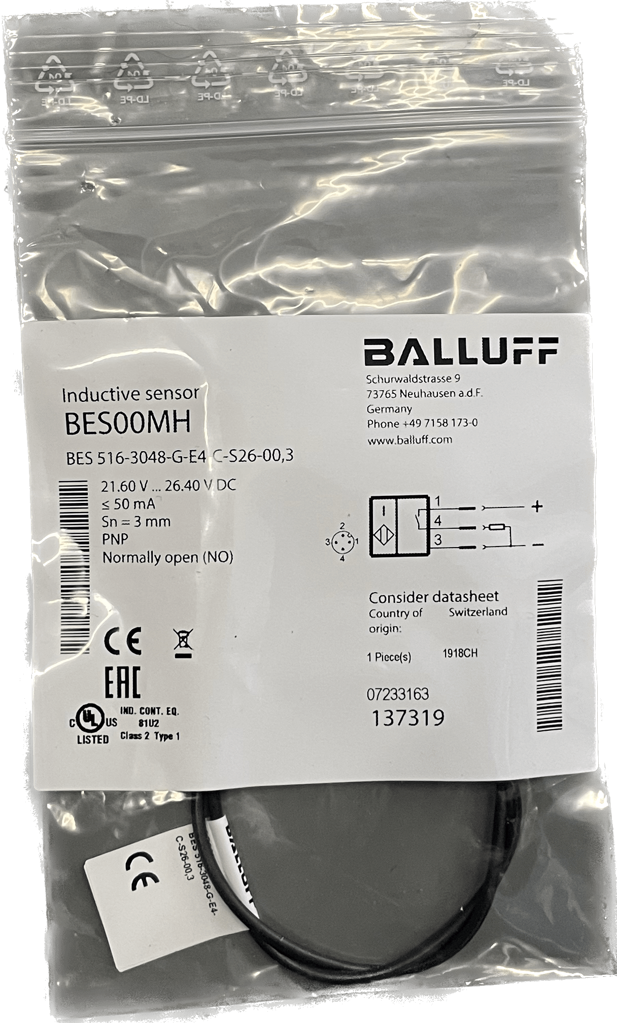 BALLUFF Induktive Standardsensoren mit Vorzugstypen BES 516-3048-G-E4-C-S26-00,3 - #product_category# | Klenk Maschinenhandel