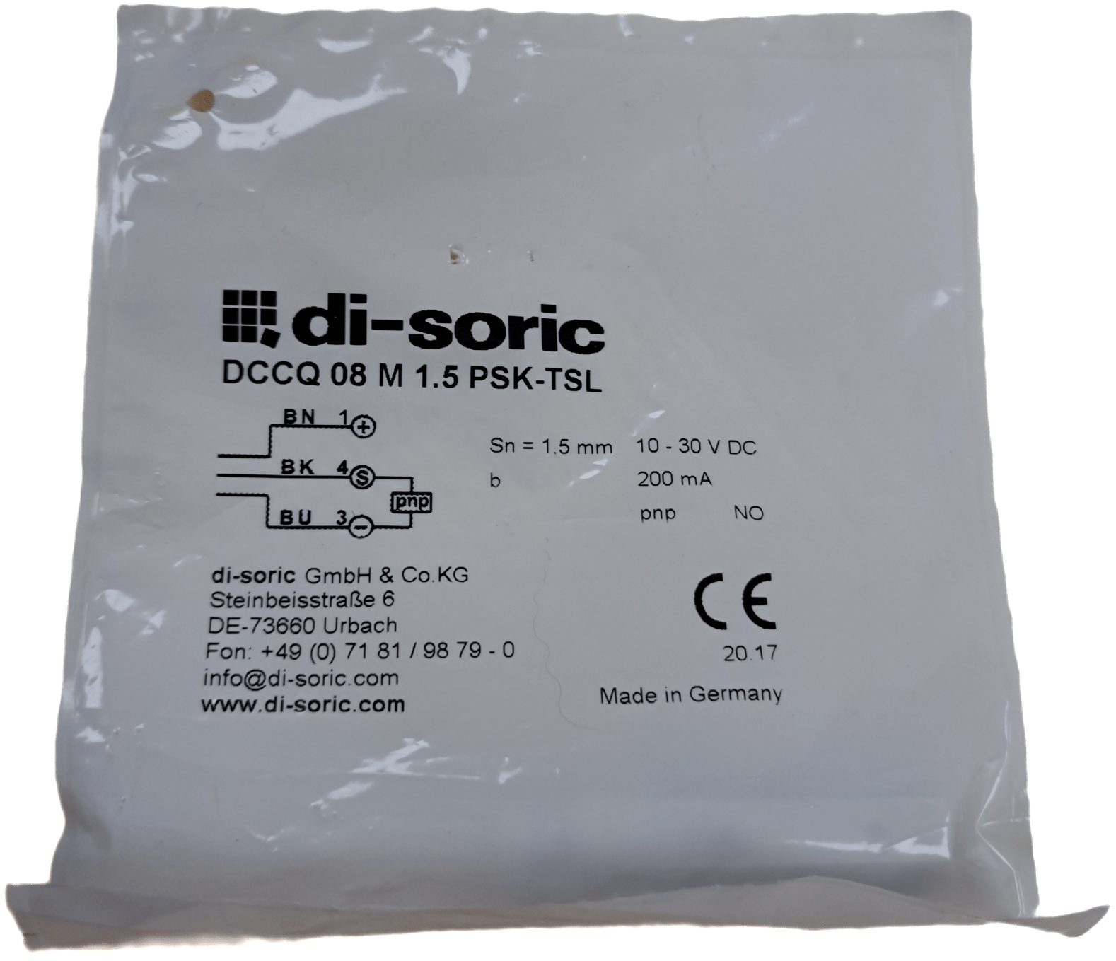 Di-soric DCCQ 08 M 1.5 PSK-TSL Induktiver Näherungssensor INS Standard - #product_category# | Klenk Maschinenhandel