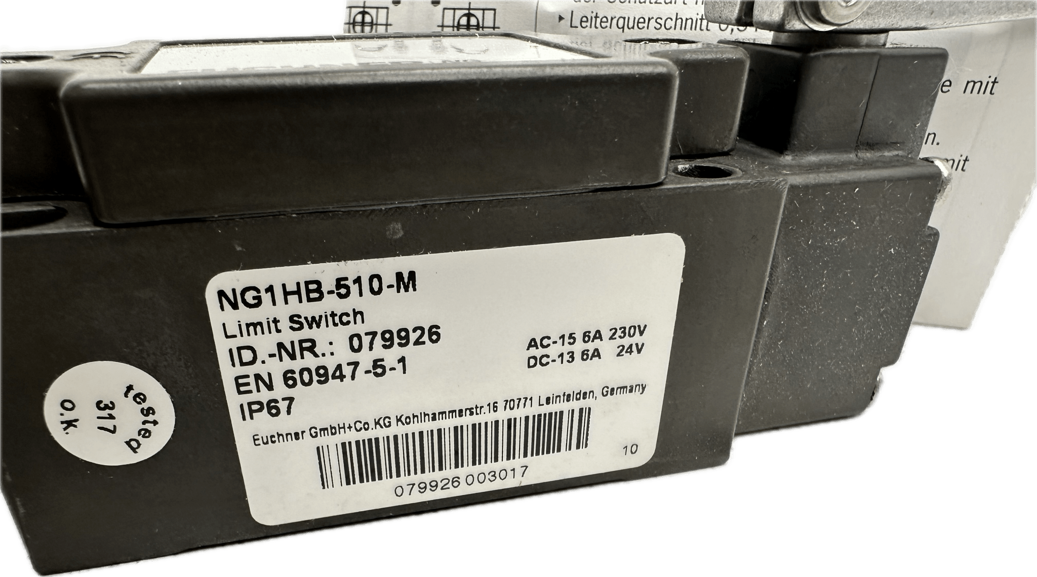 Euchner Positionsschalter NG.HB, Kunststoffrolle NG1HB-510-M - #product_category# | Klenk Maschinenhandel