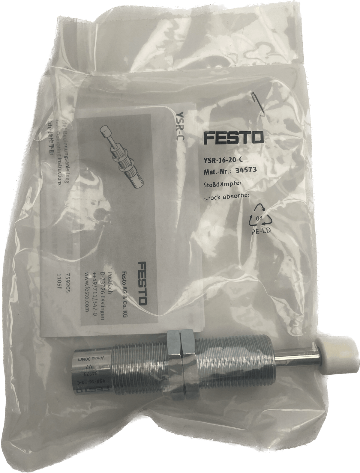 Ammortizzatore Festo YSR-16-20C &ndash; Nuovo, In Scatola, Spedizione Gratuita, Ricambio PLC