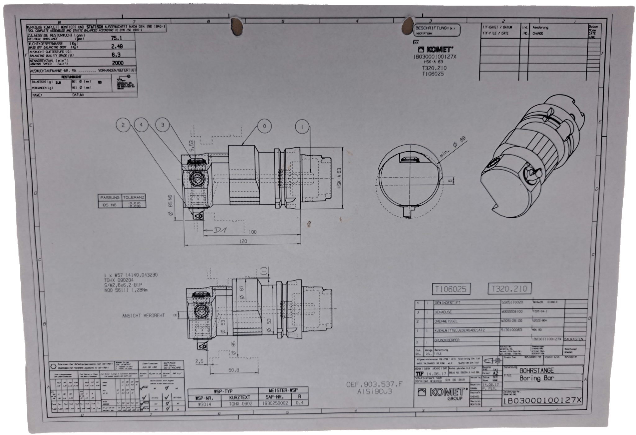 Komet Bohrstange mit HSK63 (106025) - #product_category# | Klenk Maschinenhandel