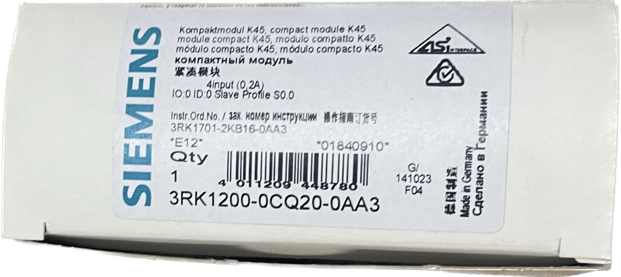 Siemens AS-i Kompaktmodul K45 3RK1200-0CQ20-0AA3 - #product_category# | Klenk Maschinenhandel