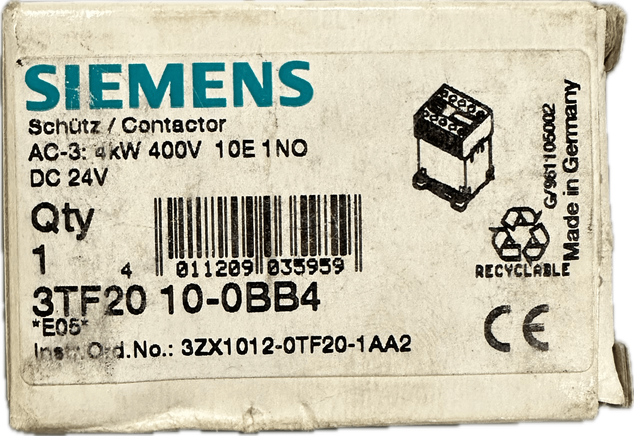 Siemens Schütz, Baugröße 00 3TF2010-0BB4 - #product_category# | Klenk Maschinenhandel